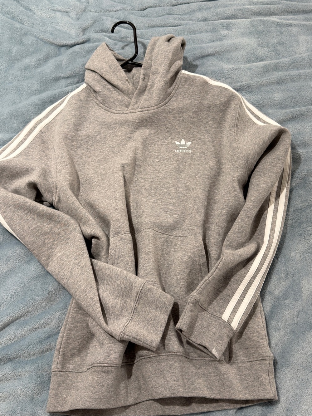 adidas Gray Crewneck Hoodie with White Stripes